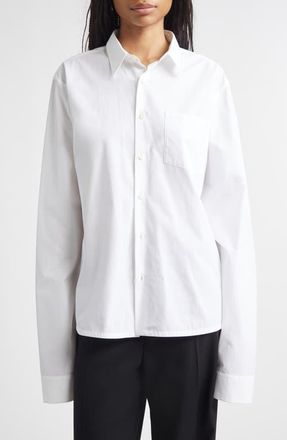 Rier Cotton Button-Up Shirt in White Popeline at Nordstrom, Size X-Small