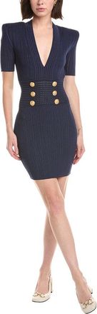 Balmain V-Neck Knit Mini Dress
