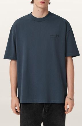 AllSaints Underground Oversize Graphic T-Shirt in Moonstone Blue at Nordstrom, Size Xx-Large