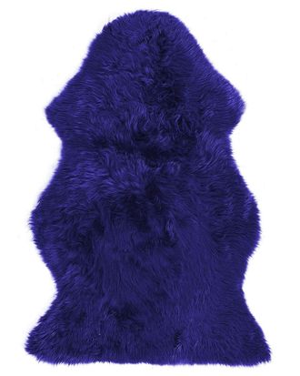 Beliani Piel de oveja decorativa de piel genuina azul 100 110x65cm