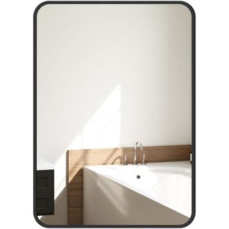 HOMCOM Espejo De Ba&ntilde;o 50x70 Cm Espejo Rectangular Espejo De Pared Con Marco De Metal Vertical U Horizontal Para Recibidor Sala De Estar Negro - Homcom