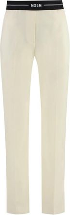 Msgm Wollen Broek - Dames - Slim Fit Broeken - Beige - XS - Wol - Broeken