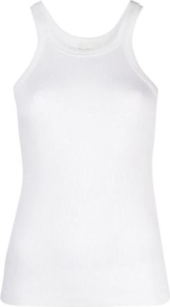 Sportmax Geribbelde Mouwloze Top - Dames - Tops zonder mouwen - Wit - XS - Katoen - Tops