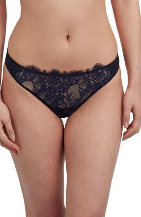 Skarlett Blue Entice Lace Front Thong in Black/midnight at Nordstrom, Size X-Large