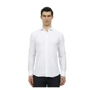 Caliban Lange mouwen overhemd - Heren - Zakelijke Overhemden - Wit - M - Katoen - Overhemden