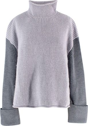 Victoria Beckham Grey Tricolour High Neck Wool Jumper Size XXS