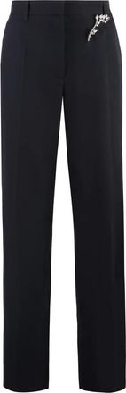 Prada Wollen Gabardine Broek - Dames - Straight fit broeken - Blauw - M - Wol - Broeken