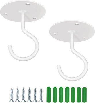 OEM Juego De 2 Ganchos De Techo De Acero Inoxidable - Soporte De Pared - Para Macetas - Con Tornillos Para Colgar Comederos Para P&aacute;jaros - Blanco