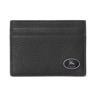 Burberry Accessoires, Heren, Zwart, ONE Size, Leer, Kaarthouder van leer met monogrammotief
