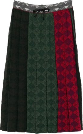 YanYan Knits Gonna midi a quadri - Marrone
