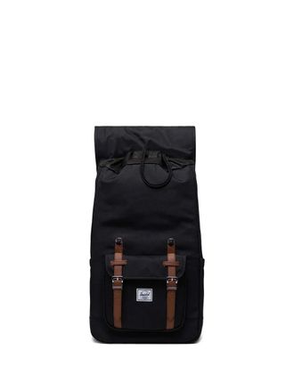 Herschel Little America rugzak met leren afwerking - Zwart