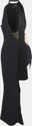 DAVID KOMA Black Crepe Cut-Out Long Dress