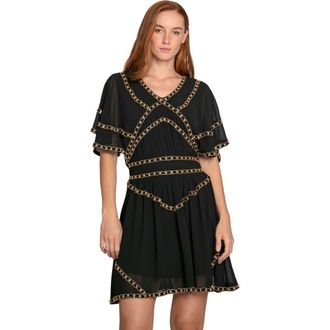 Belle & Bloom Golden Mark Beaded Trim Mini Dress in Black at Nordstrom, Size X-Small Au