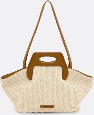 Themoir&egrave; Womens Dhea Straw Tote Bag In Shell And Caramel