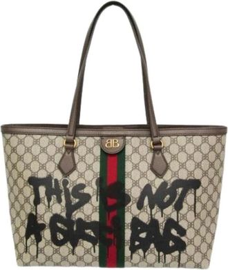 Gucci Pre-owned Tote Bags, male, Beige, Size: ONE SIZE Pre-owned Hacker Project Tote Bag