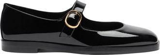 Stuart Weitzman Ballerine in pelle verniciata con fibbia - Nero