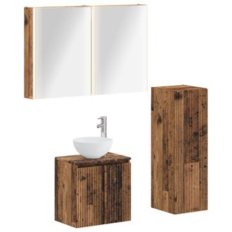 vidaXL Juego De Muebles De Ba&ntilde;o 4 Pcs Madera Envejecida Vidaxl