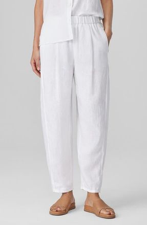 Eileen Fisher Organic Linen Ankle Lantern Pants in White at Nordstrom, Size Large P