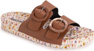 Muk Luks Womens Grand Cayman Sandal in Cognac/floral at Nordstrom, Size 11