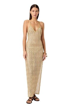 Missoni Long Mesh Cover-up With Zigzag Pattern And Sequins in Gold at Nordstrom, Size 40 It