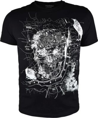 Alexander McQueen Tops, Heren, Zwart, S, Katoen, Bedrukt katoenen T-shirt