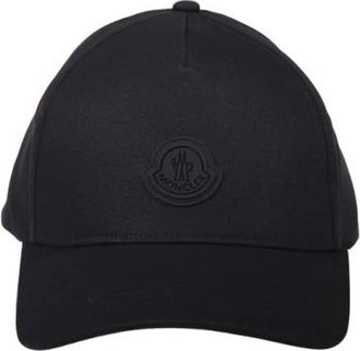 Moncler Cotton Gabardine Baseball Cap - Heren - Petten - Zwart - ONE Size - Katoen - Accessoires