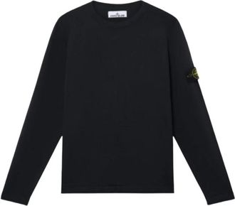 Stone Island Zwarte Crewneck Gebreide Trui - Heren - Longsleeves - Zwart - M - Katoen - Tops