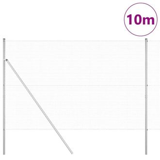 Berkfield Home Modern Welded Wire Fence with 7 Posts 1.6x10 m Galvanised Steel in Silver