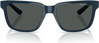 A|X Armani Exchange 56mm Square Sunglasses in Shiny Navy Blue/smoke at Nordstrom