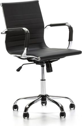 HOMN Sillón de oficina reclinable negro, piel sintética, altura ajustable