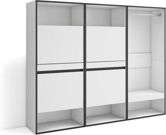 Skraut Home Skraut Home - Zapatero, Armario Zapatos Botas, 180x145x35 Cm, Dormitorio, Habitaci&oacute;n, Vestidor Abierto, Estilo Moderno, Gris Cemento