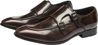 Generic Mens Genuine Leather Dress Shoes, Business Formal with Non-Slip Composite Sole and Breathable Lining(Dark Brown,8.5 UK)