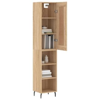 Berkfield Home Highboard Sonoma Oak 34.5x34x180 cm Engineered Wood in Light Tan