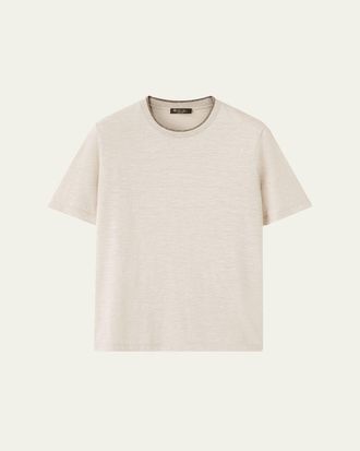 Loro Piana Mens Cashmere, Linen and Silk Tipped Crewneck T-Shirt
