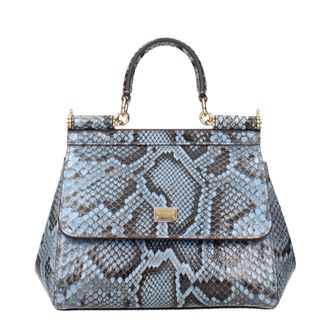Dolce & Gabbana Sicily Medium Damens Handtasche Sky Python Leder/Zuckerpapier