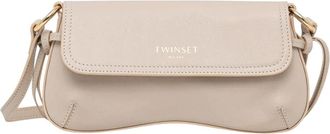 Twinset Kleine Leren Schoudertas - Dames - Schoudertassen - Beige - ONE Size - Katoen - Tassen