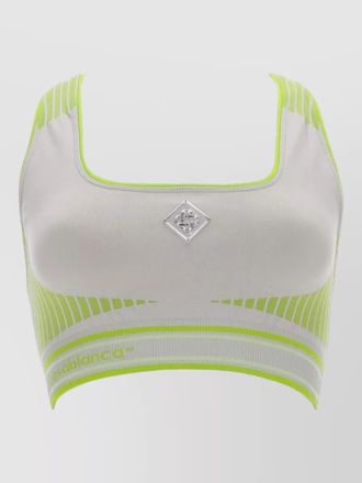 Casablanca square neck sleeveless striped racerback top