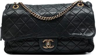Chanel 2012-2013 Large Quilted Iridescent Calfskin Shiva Flap shoulder bag - Zwart