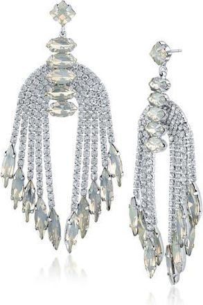 Jardin Silver-Tone Crystal Fringe Earrings in White/clear/silver at Nordstrom Rack
