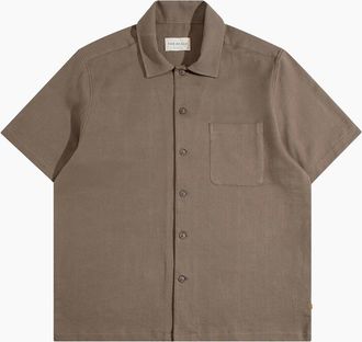Far Afield Mens Far Afield Busey Textured Shirt - Brown - Size: Regular/36