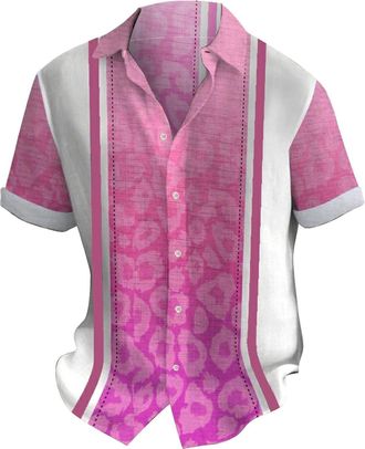 Generic Hawaiian Shirts Mens Shortsleeves Button Down Shirt Loose fit Pattern Printed Beach Tshirts Lightweight Breathable Blouses Oversize Trunk Tops Stylish