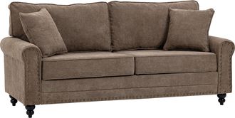 HOMCOM Fabric Sofa 2 Seater Sofa for Living Room Loveseat w/ Throw Pillow Brown | TJ Hughes