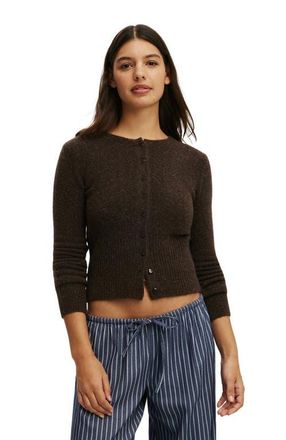 Cotton On Womens Fluffy Fitted Knit Cardi in Toffee Bean at Nordstrom, Size Xx-Small