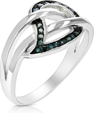 Vir Jewels 1/5 cttw Blue Diamond Leaf Ring.925 Sterling Silver with Rhodium Plating