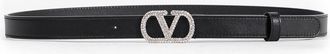 Valentino Crystal V Logo Leather Belt