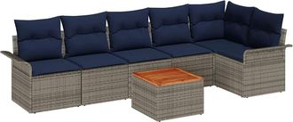 vidaXL Conjunto De Sof&aacute;s De Jard&iacute;n 7 Uds. Gris Rat&aacute;n Sint&eacute;tico Vidaxl