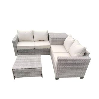 Concept Usine Conjunto de muebles de jardin esquinero de 4 plazas en resina tejida c
