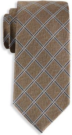 Michael Kors Big & Tall Yarrow Grid Patterned Tie in Camel at Nordstrom, Size X-Large