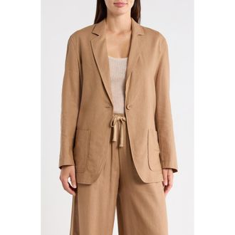 Max Studio One Button Blazer in Mocha at Nordstrom Rack, Size X-Large