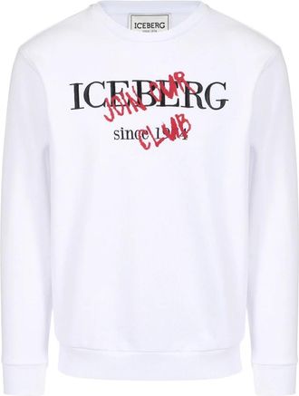 Iceberg Slim Fit Crew Neck Sweatshirt - Heren - Sweatshirts - Wit - M - Katoen - Hoodies & sweatvesten